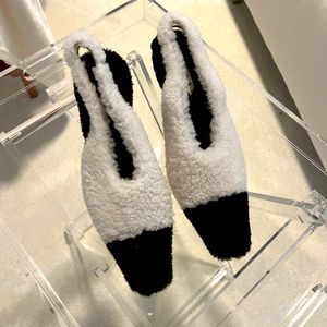 Marni brand new black and white shearling pump.